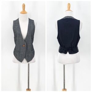 LEVIS MADE AND CRAFTED Indigo Hopsack Cotton Vest Womens Small Blue NEW